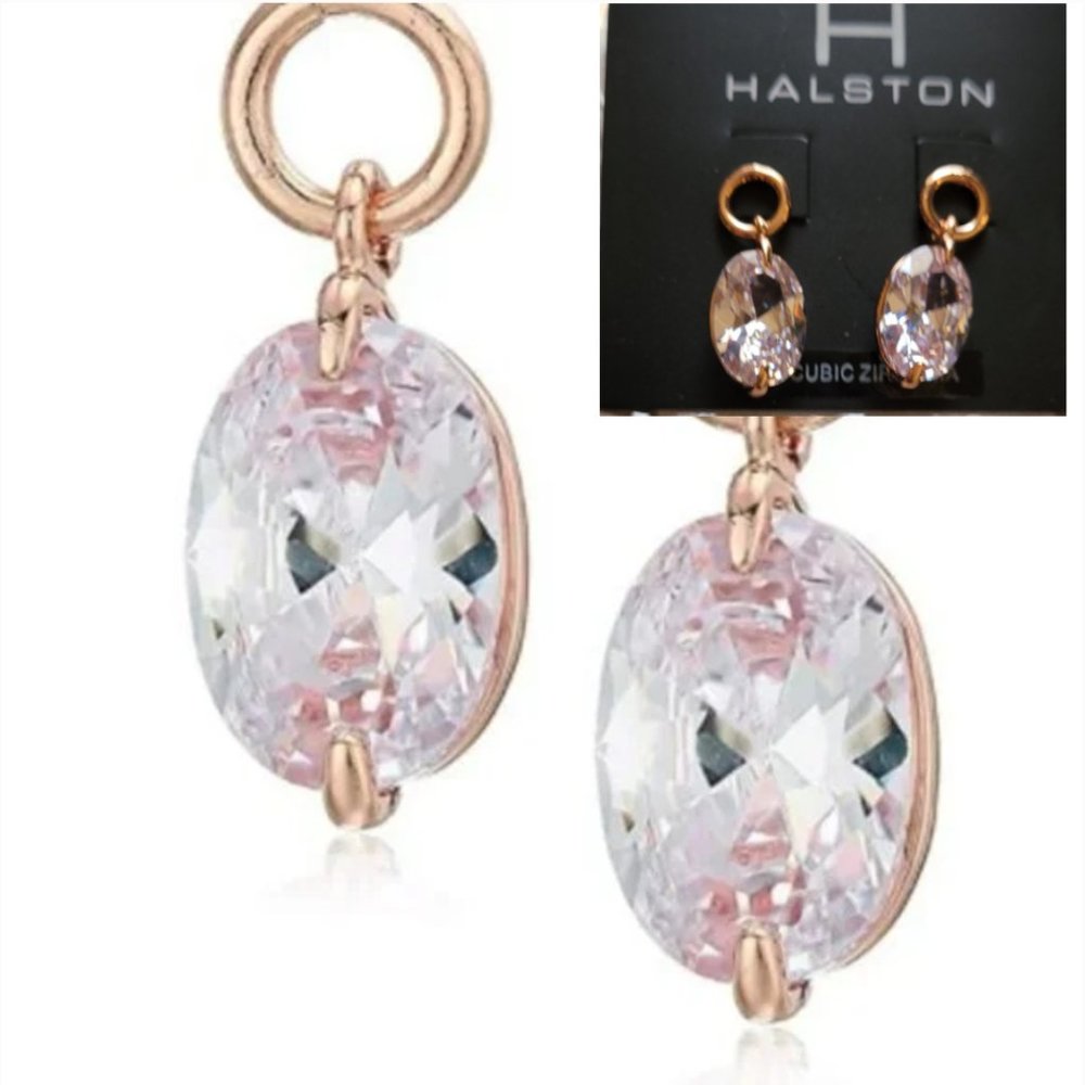 H by Halston Crystal CZ Cubic Zirconia Stone Drop Earrings One Size New